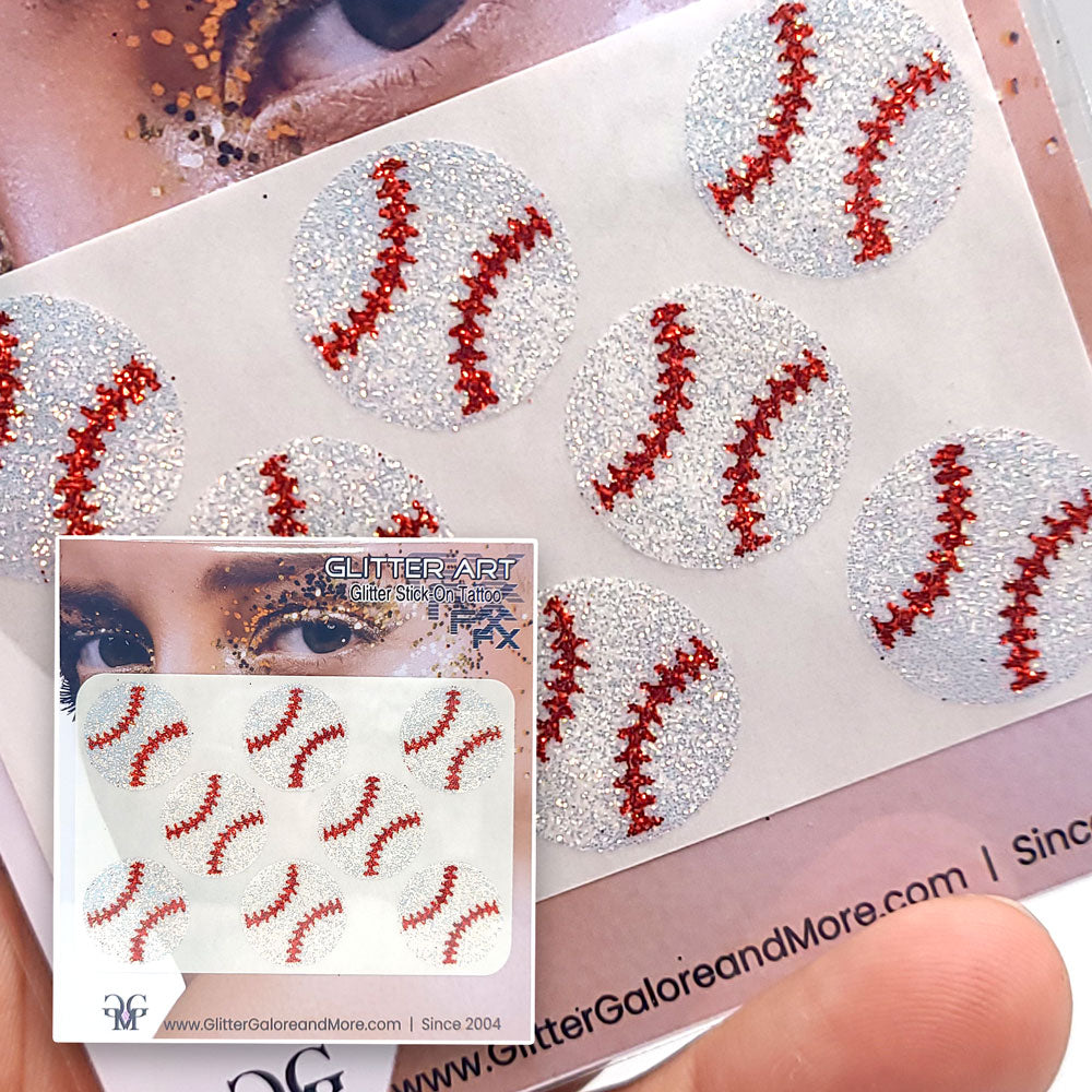 Baseball Glitter Temporary Tattoos.