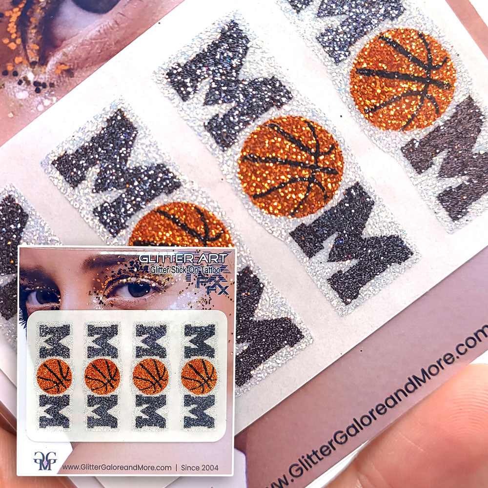 Basketball Gameday Glitter Tattoo Stickers in Various Styles