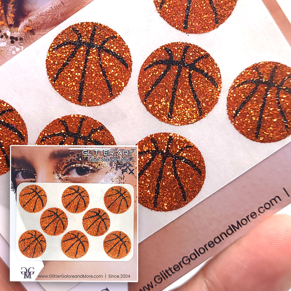 Basketball Gameday Glitter Tattoo Stickers in Various Styles