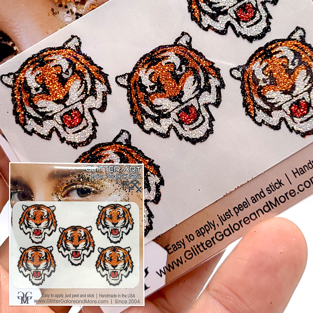 Bengal Tigers 5 Piece Glitter Tattoo Stickers