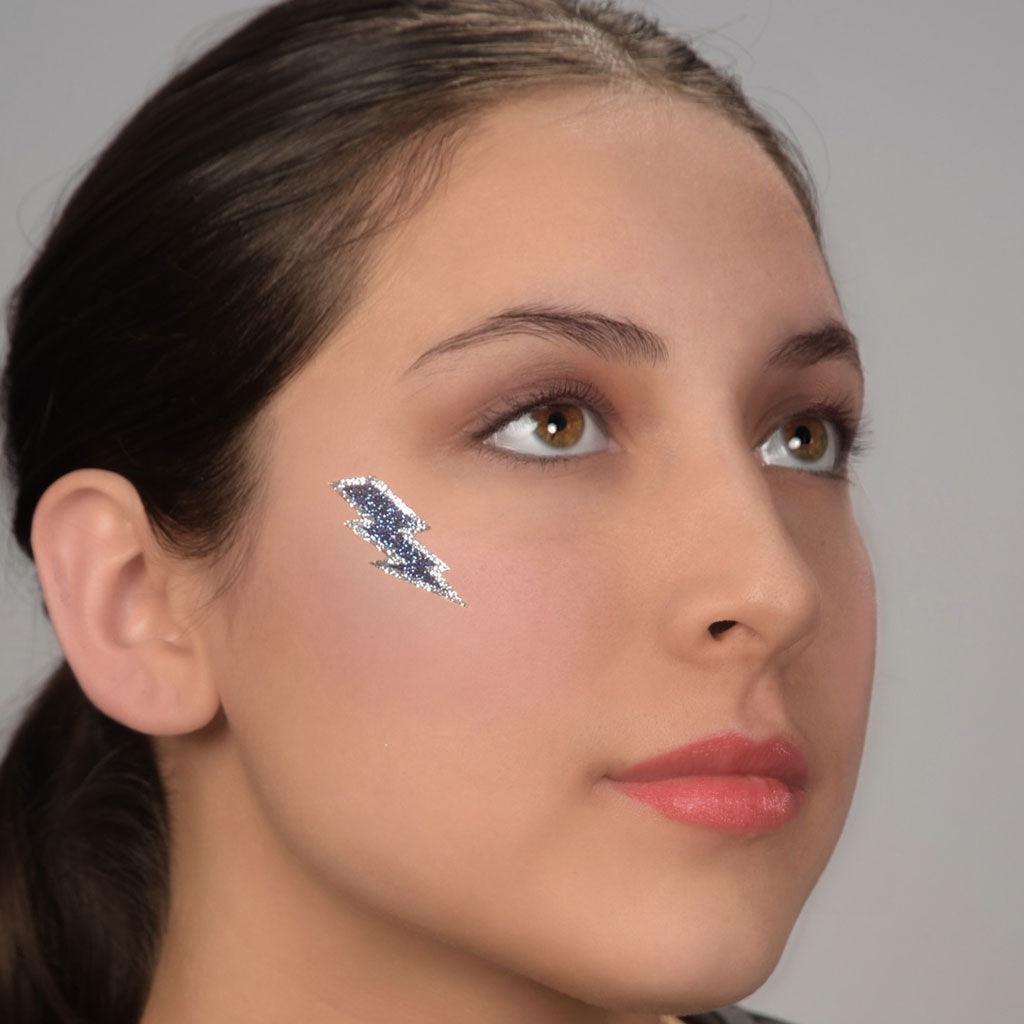 Lightning Bolt Glitter Stickers, Customizable Colorways - Cheer Team Glitter Tattoos