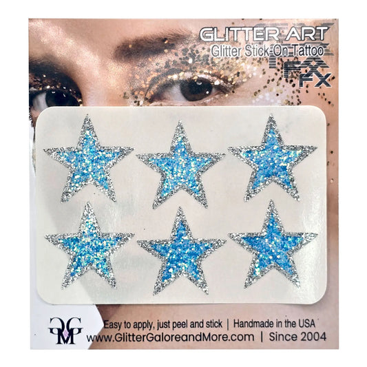 Star Glitter Sticker Tattoo, Customizable Colorways - Cheer Team Decals