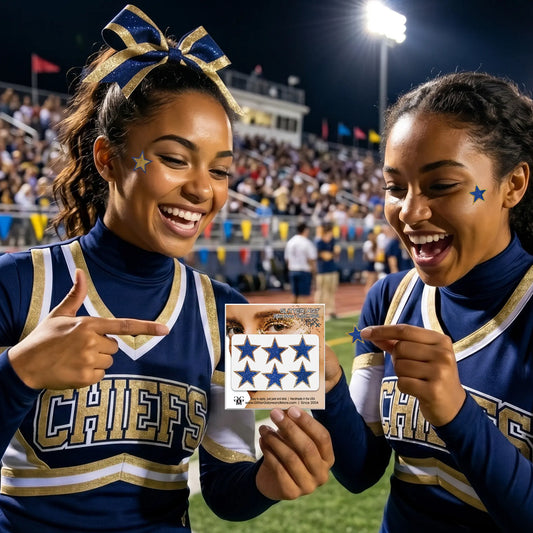 Custom Color Glitter Star Face Stickers — Cheer & Spirit