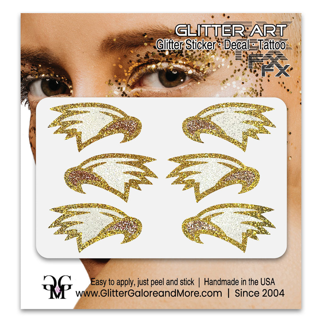 Eagles Glitter Stickers, 6 Stickers - Available in Brilliant Glitter Colors
