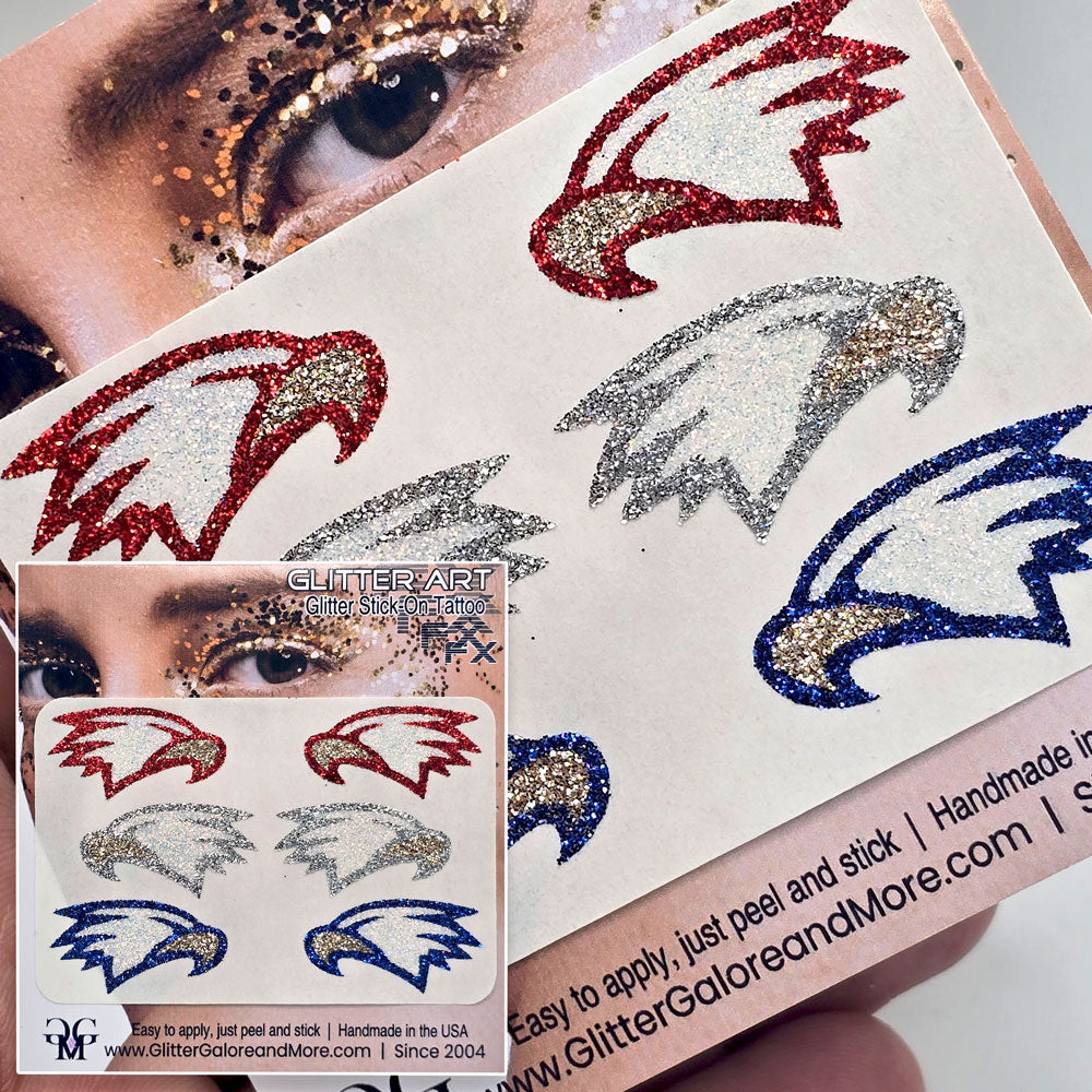 Eagles in the American glitter colors for face and body.