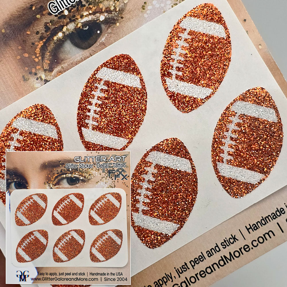 Temporary Stickers for the Face in Orange Glitter.