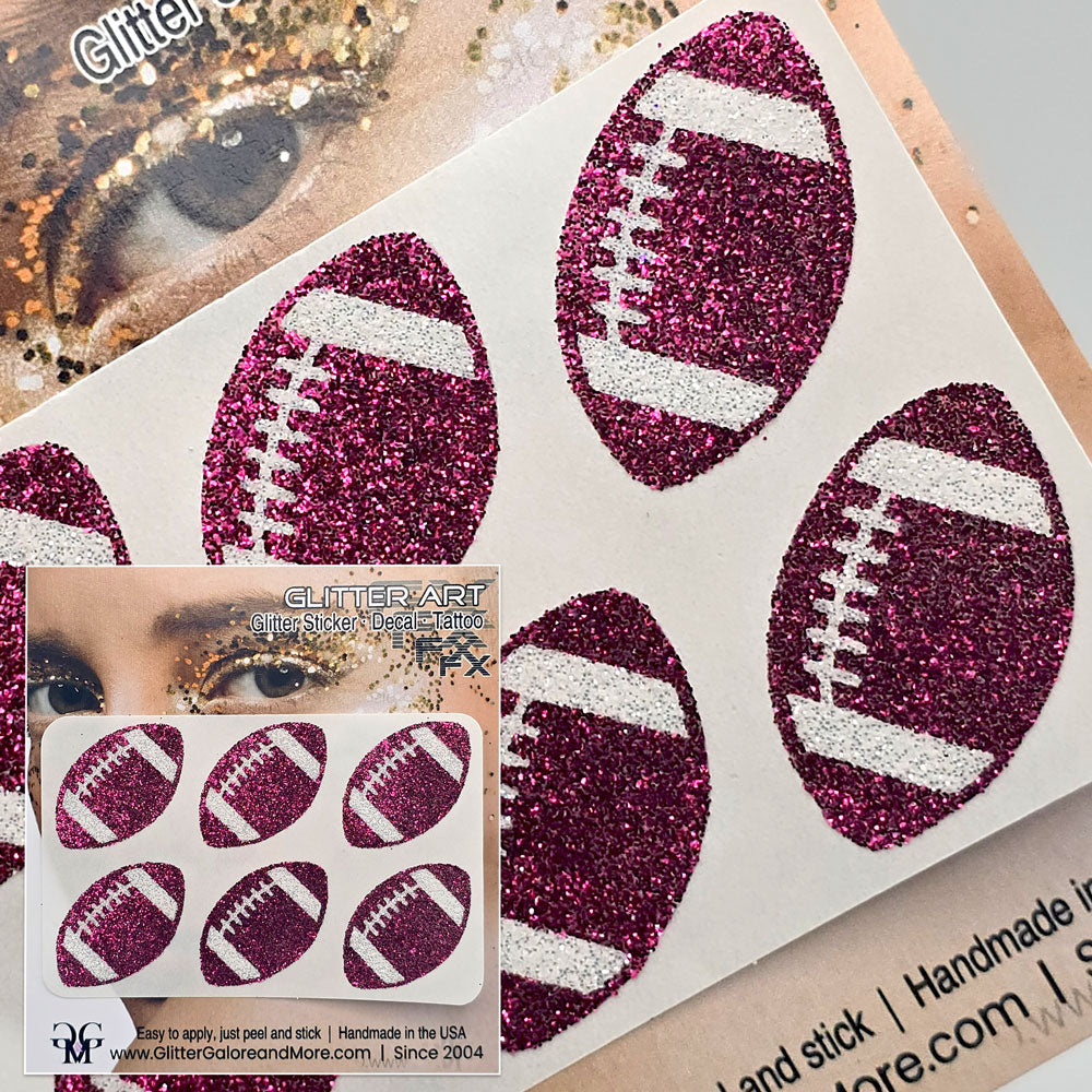 Football Tats in Burgundy Glitter.