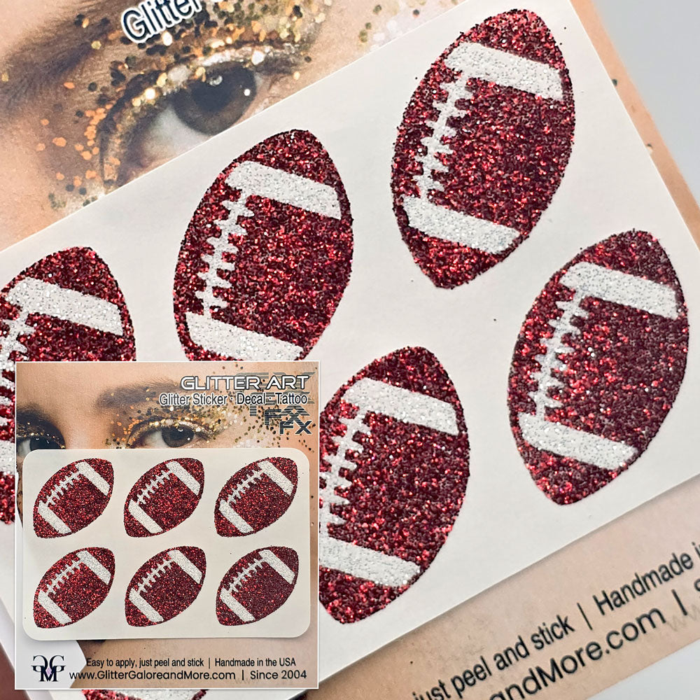 Football Spirit Tats in Maroon Glitter.
