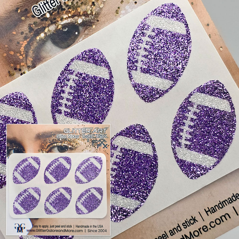 Football Face Tats in Lavender Glitter.
