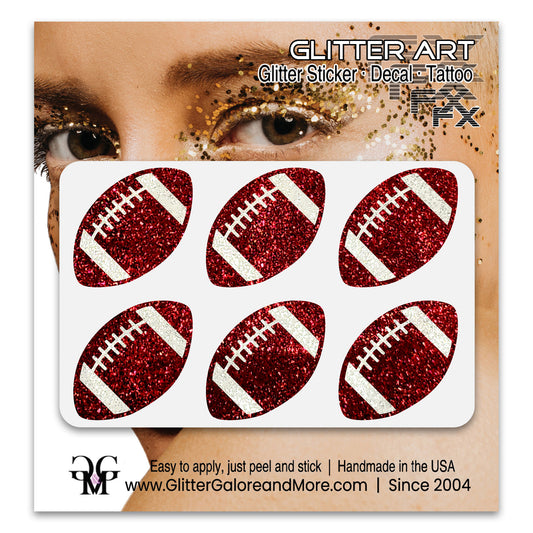 Football Gameday Glitter Sticker Tattoos in Various Colors