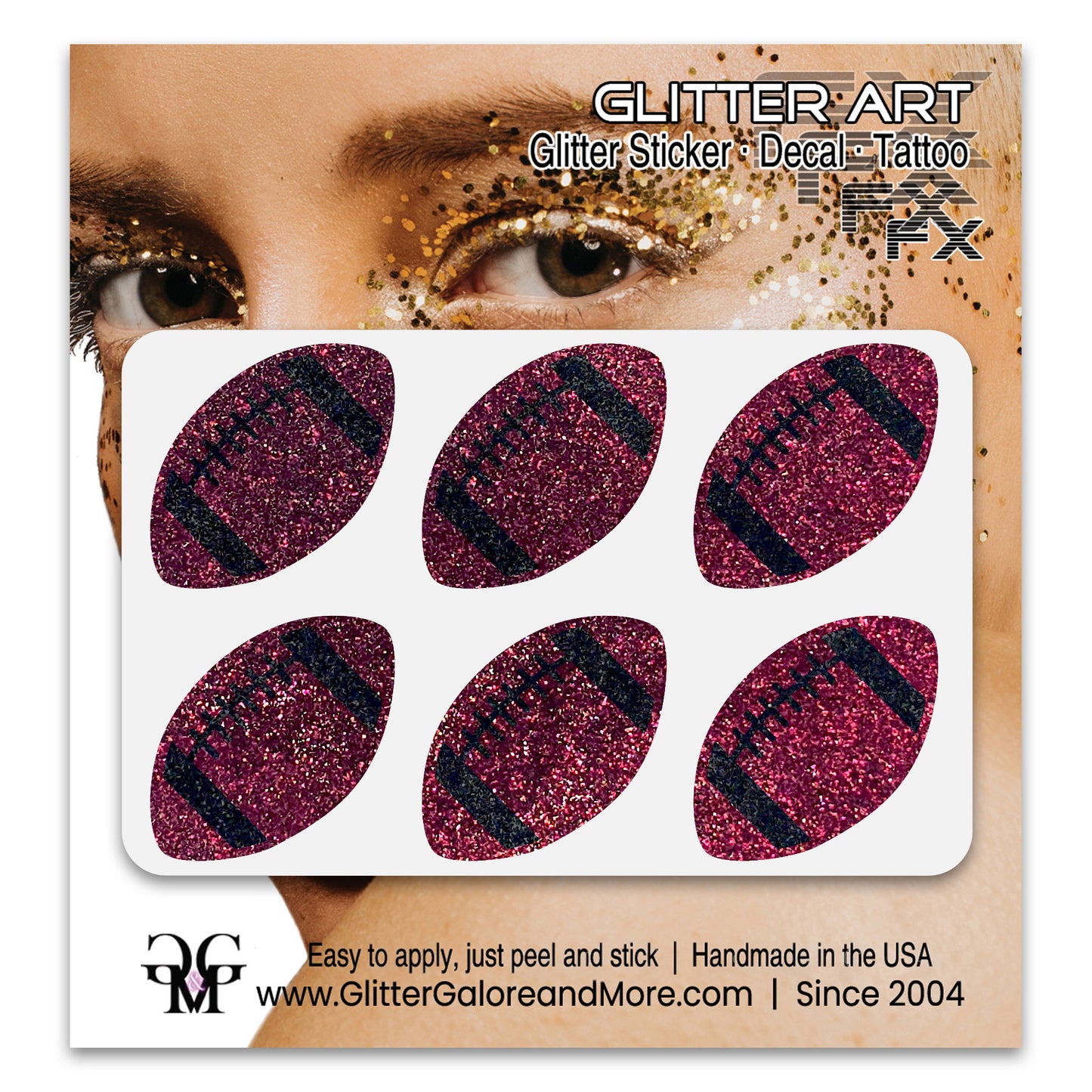 Football Gameday Glitter Sticker Tattoos in Popular Team Colors