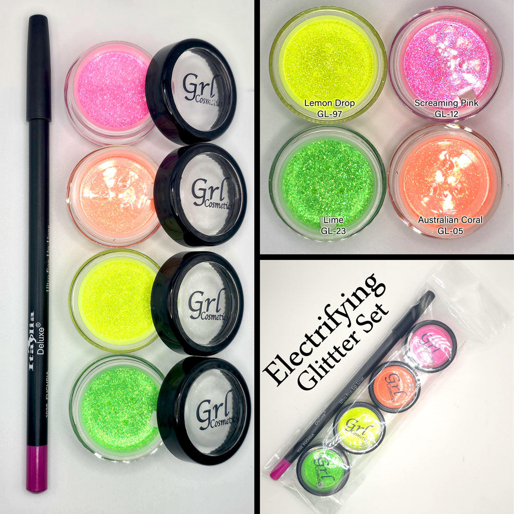 Neon Loose Glitter Set in 10 gram Jars.