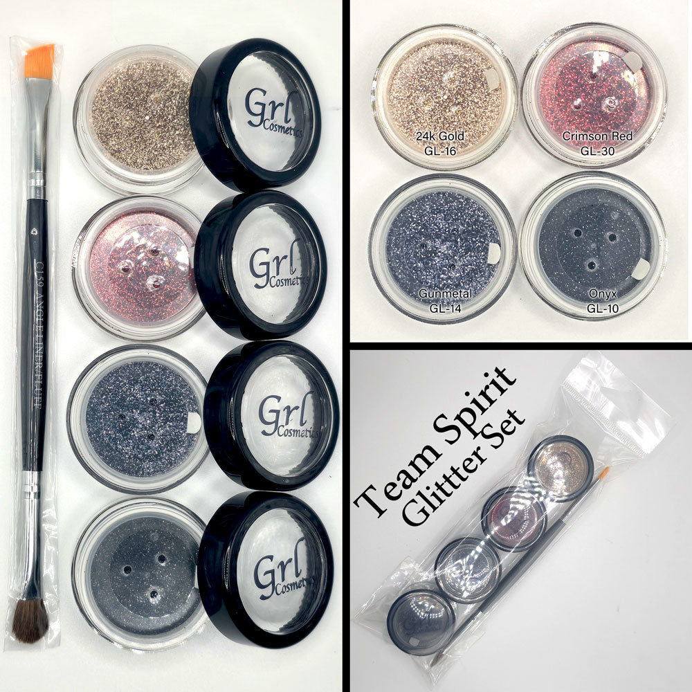 Red, Gold and Black Loose Glitter and Duo Brush Set.