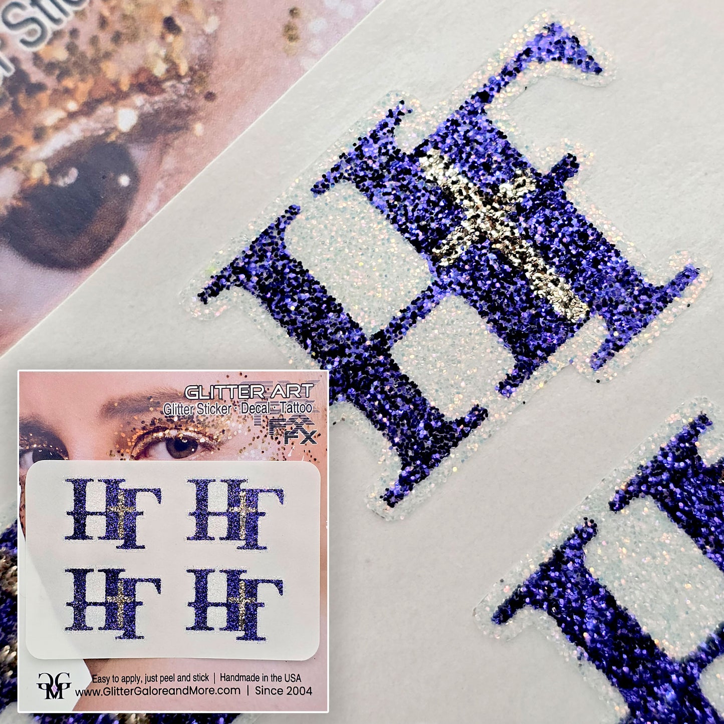 HF Logo Glitter Tattoo Custom Stickers - 4 Stickers