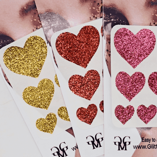 Glitter Heart Face and Body Temporary Tattoos.