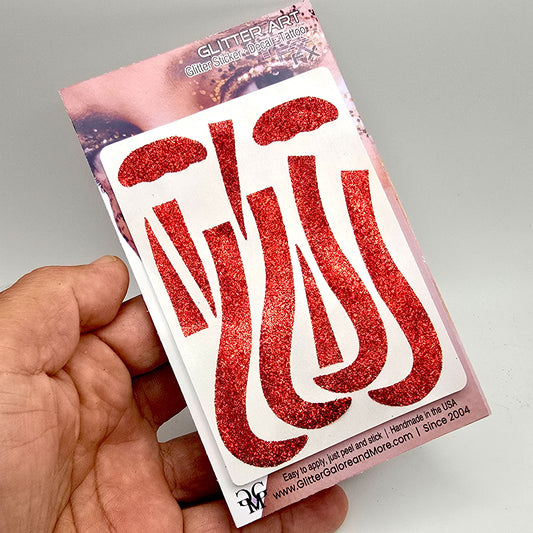 Evil Clown Glitter Sticker Tattoo, 2 Application Sticker Set