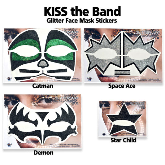 KISS Glitter Face Mask Sticker, KISS Halloween Costume Mask Tattoo Sticker