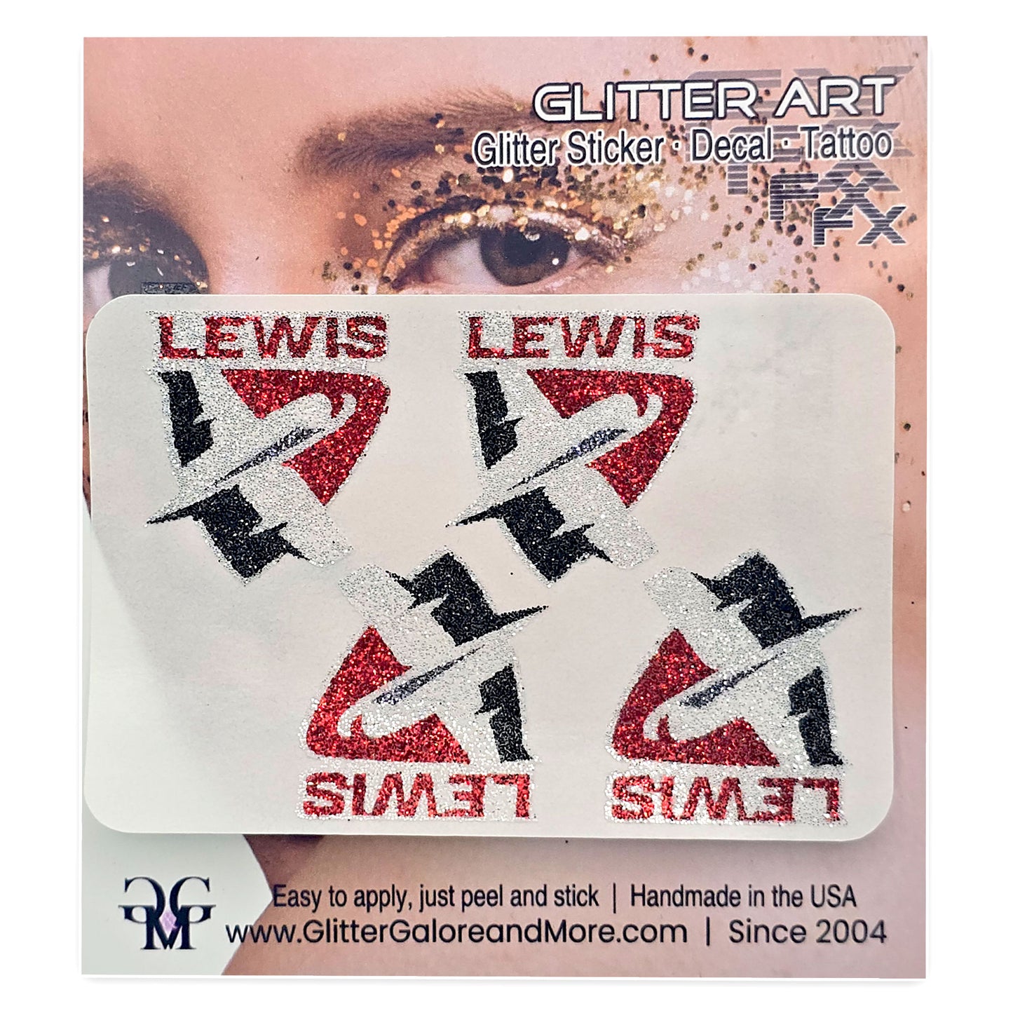 LEWIS University Custom Glitter Tattoo Stickers - 4pcs