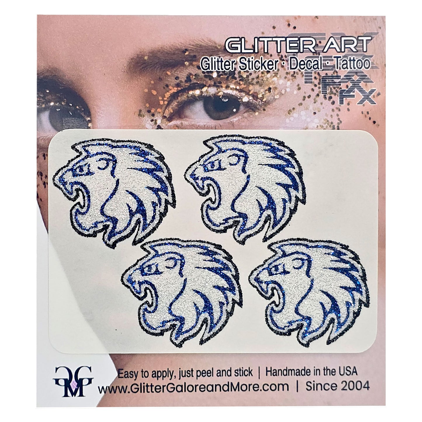 Lions MSHS 4 Piece Glitter Tattoo Stickers