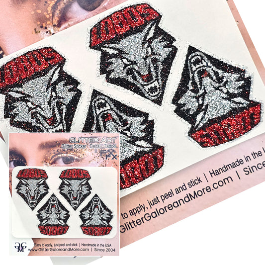 New Mexico Lobos Shield Custom Glitter Tattoo Stickers - 4pcs