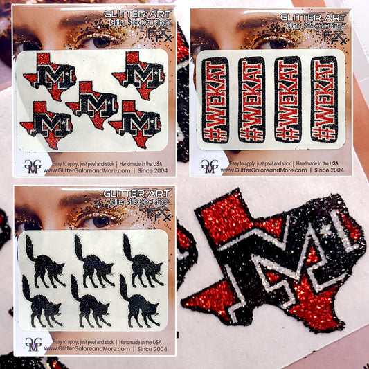 Mexia Black Cats Glitter Tattoo Custom Stickers