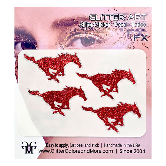 Mustang Custom Glitter Tattoo Stickers - 4pcs