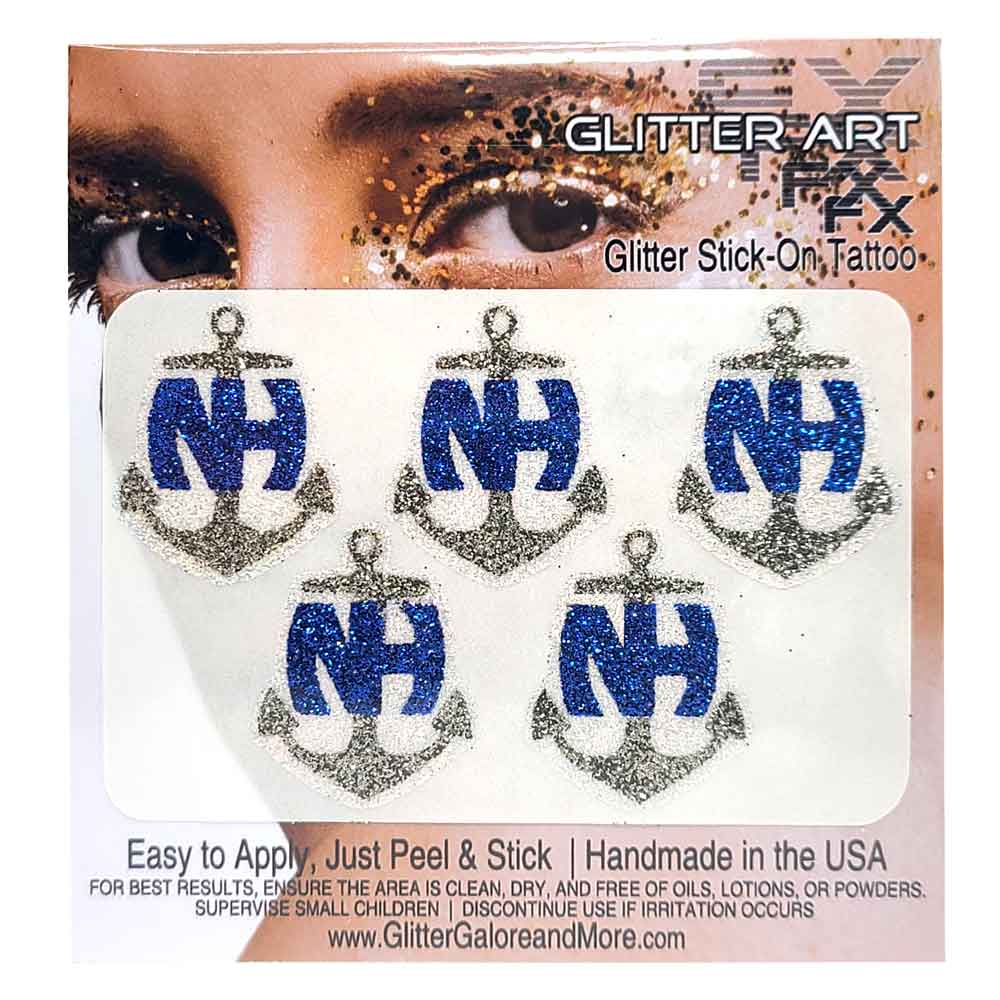 NH Anchor Custom Glitter Stickers - 5 Stickers Per Sheet - Three Color Way