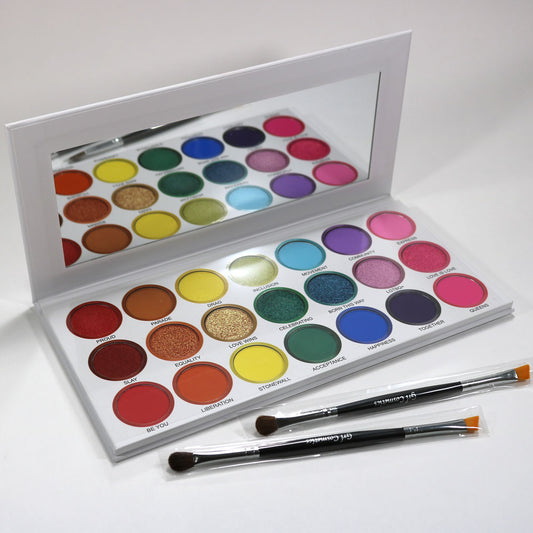 Prideful Eyeshadow Palette by Lurella, 21 Bright Pressed Eyeshadow Colors with 2 Duo Tip Makeup Brushes