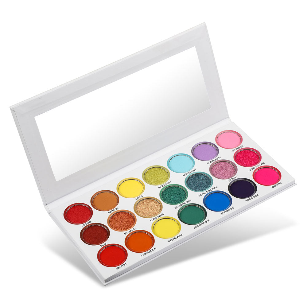 Prideful Eyeshadow Palette by Lurella, 21 Bright Pressed Eyeshadow Colors with 2 Duo Tip Makeup Brushes