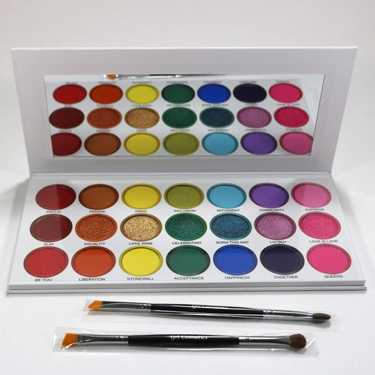Prideful Eyeshadow Palette by Lurella, 21 Bright Pressed Eyeshadow Colors with 2 Duo Tip Makeup Brushes