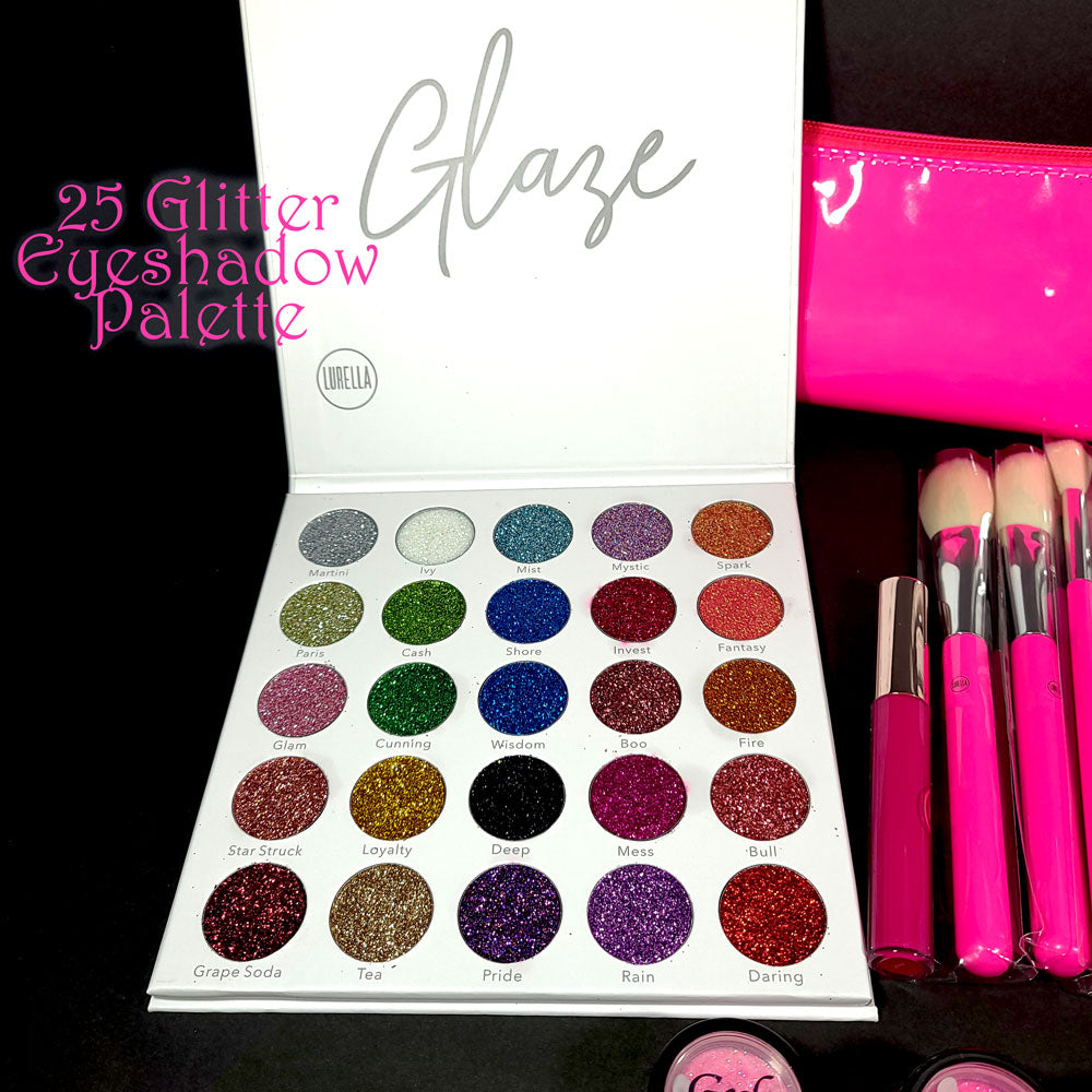 Pink Inspired Makeup Kit with Pink Brush Set and two Eyeshadow Palettes