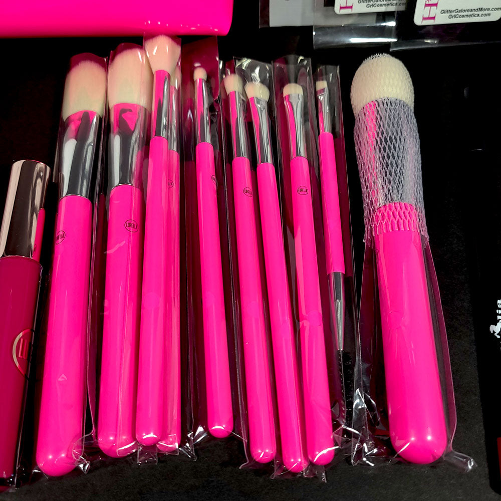 Pink Inspired Makeup Kit with Pink Brush Set and two Eyeshadow Palettes