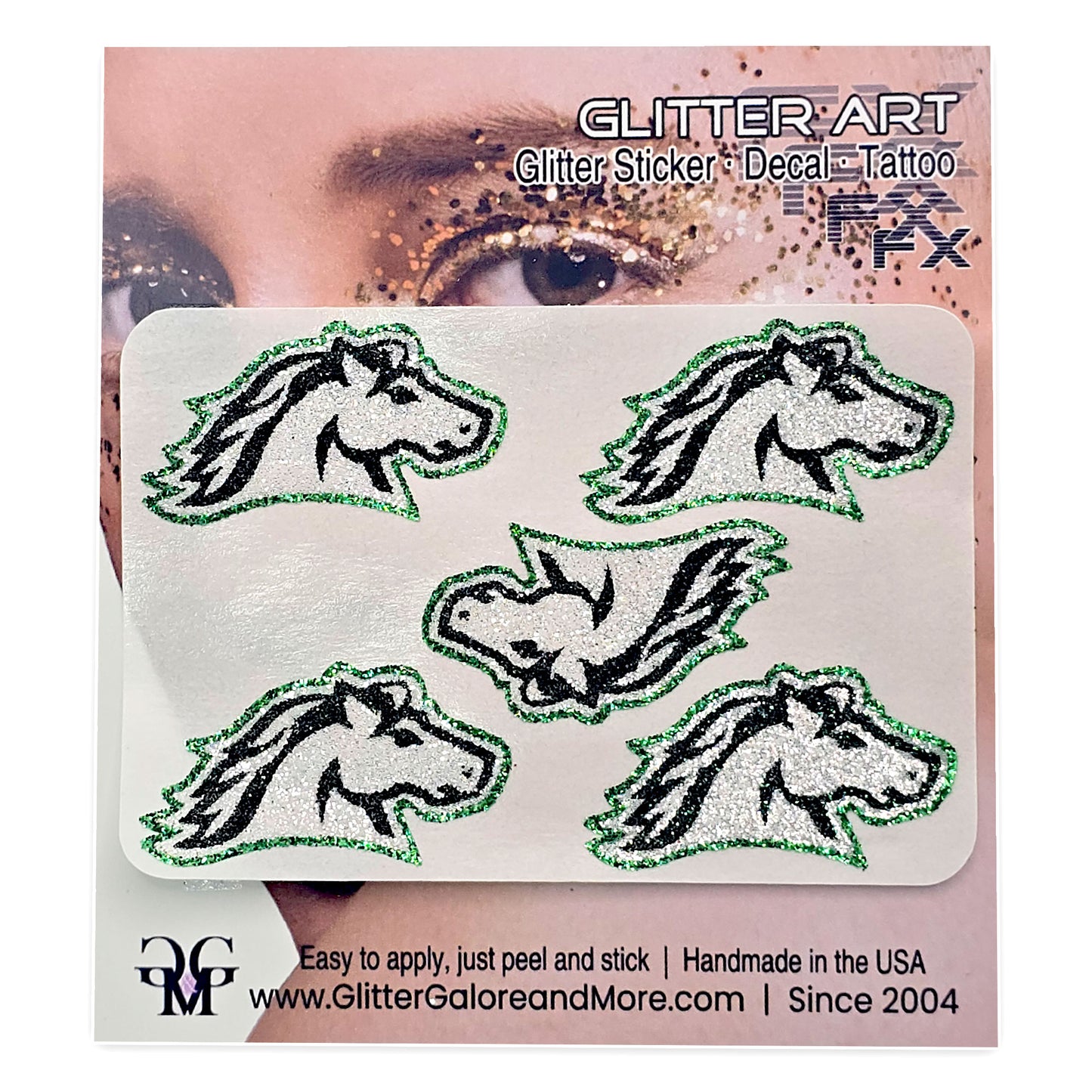 Ponie Glitter Tattoo Custom Stickers - 5 Stickers