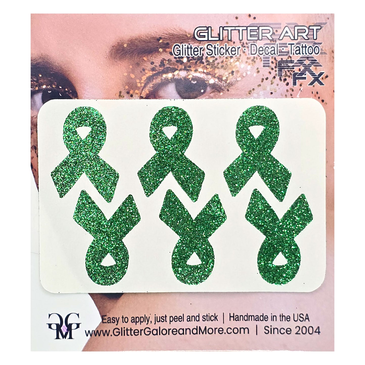 Cancer Awareness Ribbons Glitter Tattoo Stickers, 1 inch (6 Stickers) - Various Colors