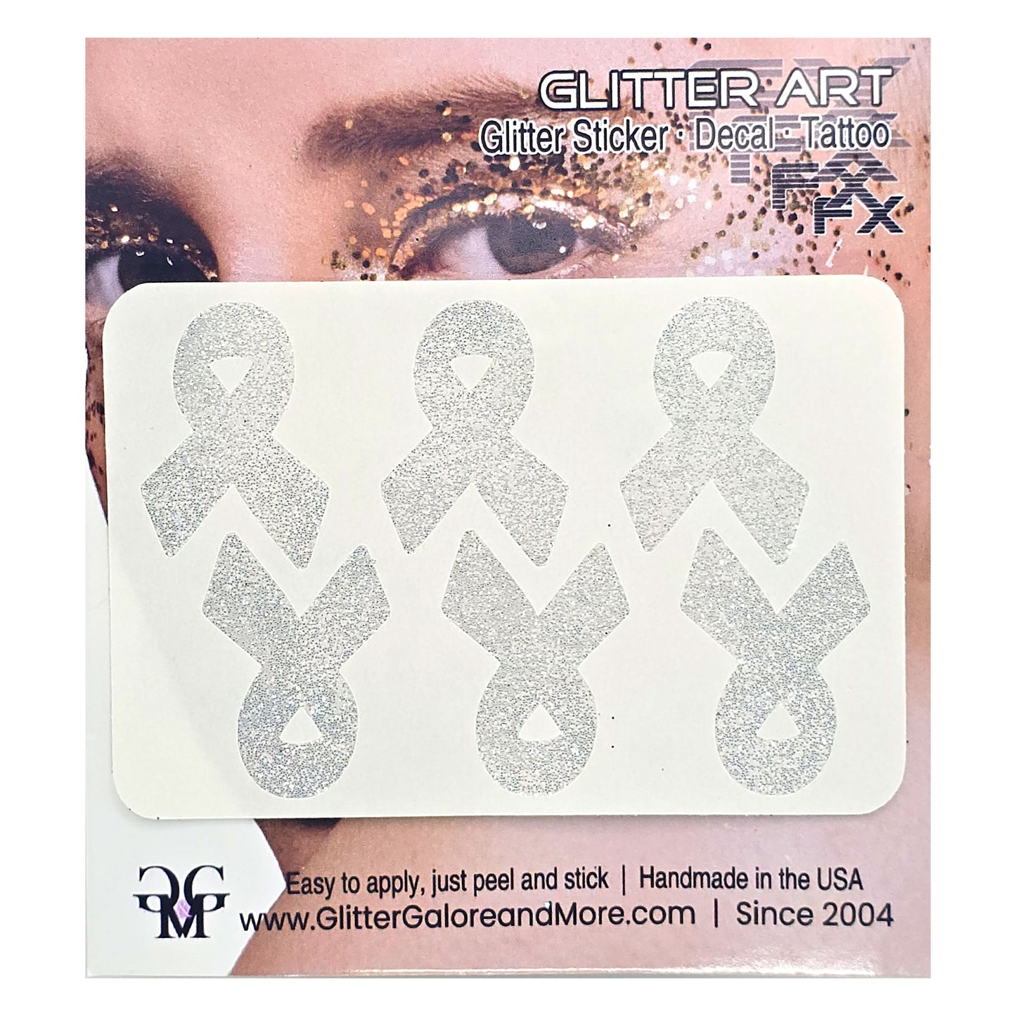 Cancer Awareness Ribbons Glitter Tattoo Stickers, 1 inch (6 Stickers) - Various Colors