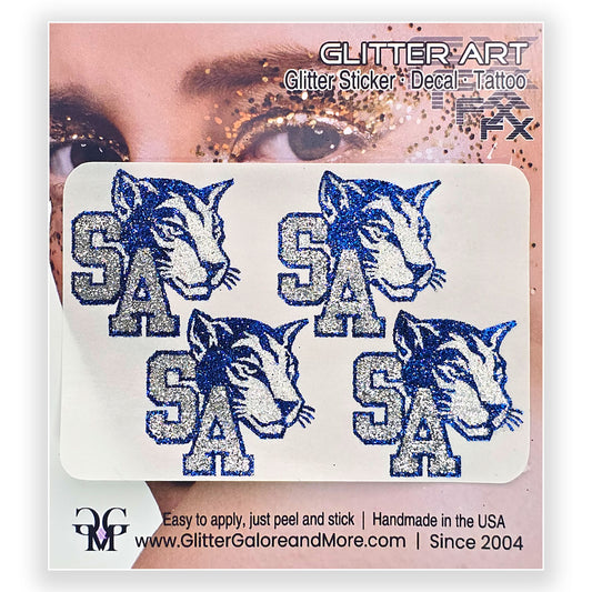 SA Mountain Lion Custom Glitter Tattoo Stickers - 4pcs