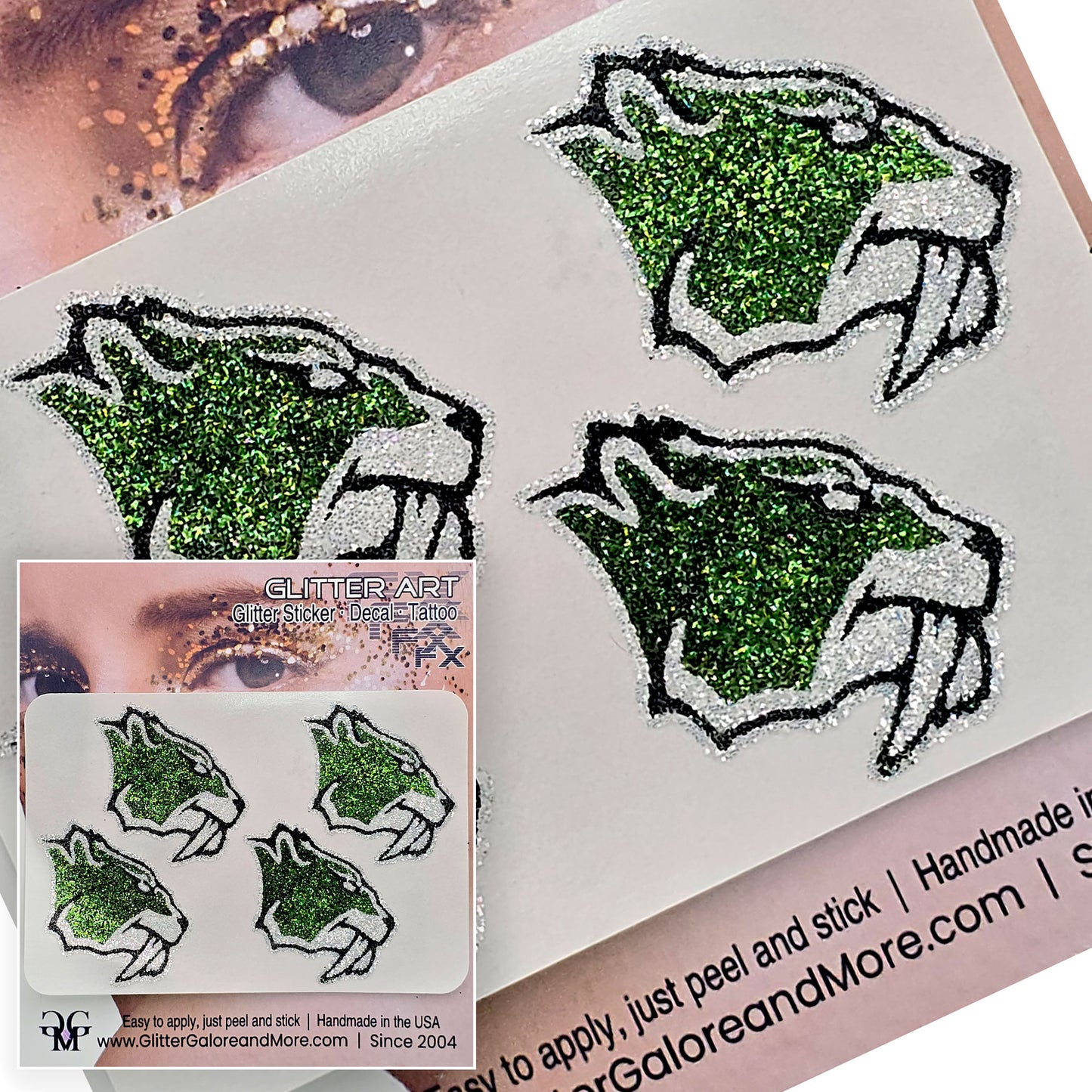 Fossil Ridge Sabercat Custom Glitter Tattoo Stickers - 4 Stickers