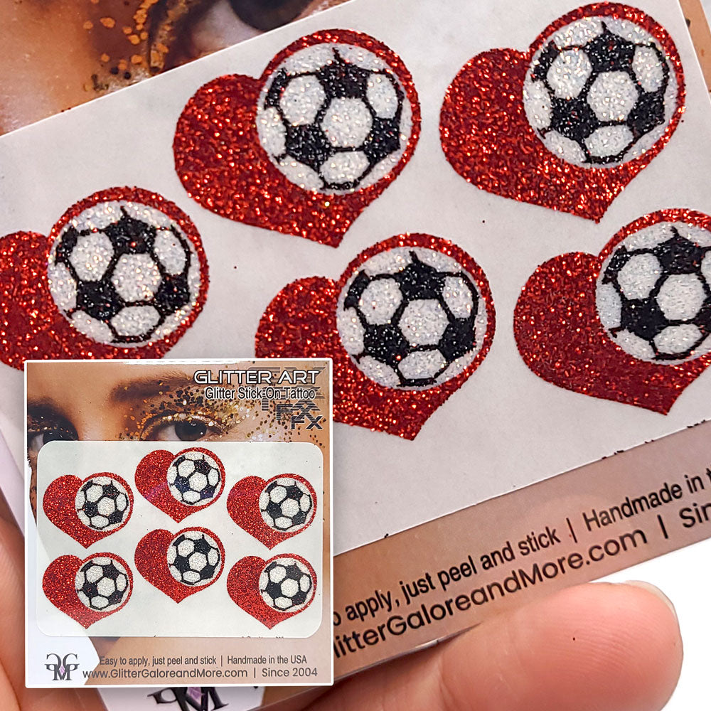 Soccer Gameday Glitter Tattoo Stickers in Various Styles