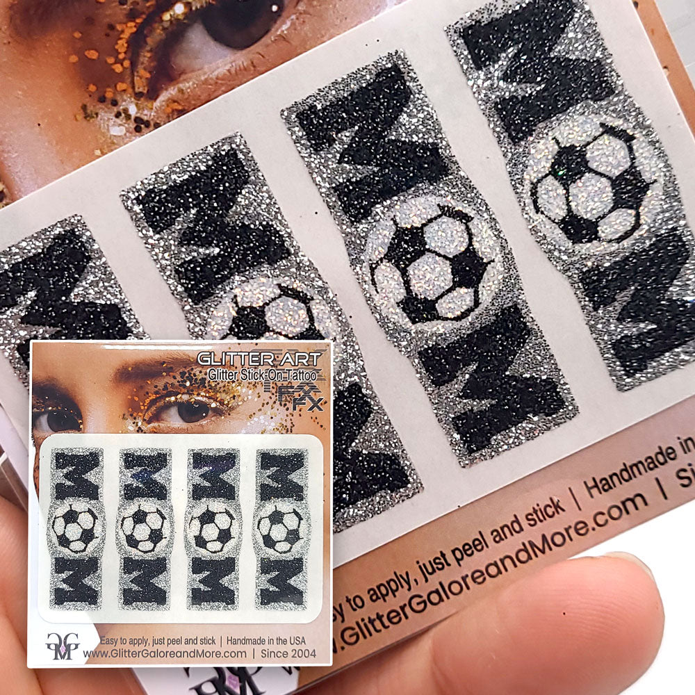 Soccer Gameday Glitter Tattoo Stickers in Various Styles