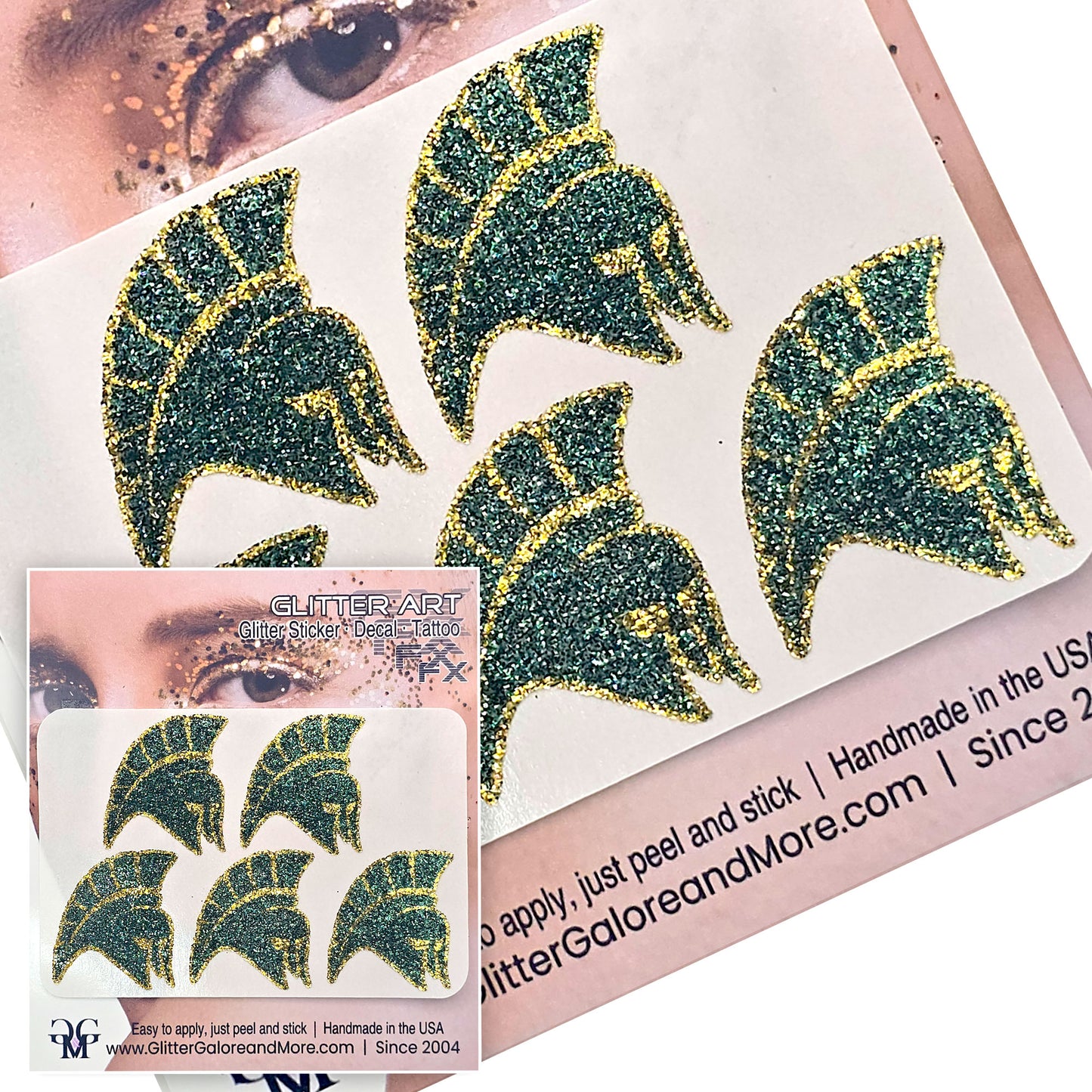 Spartans Glitter Tattoo Custom Stickers - 5pcs - Two Colorways