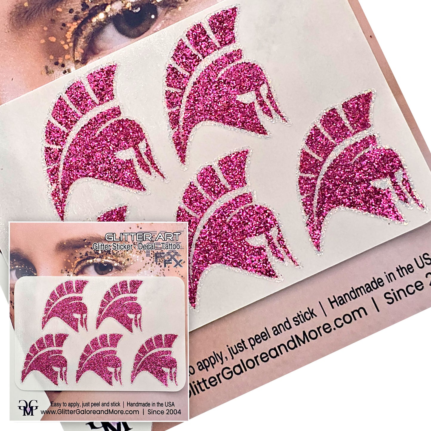 Spartans Glitter Tattoo Custom Stickers - 5pcs - Two Colorways