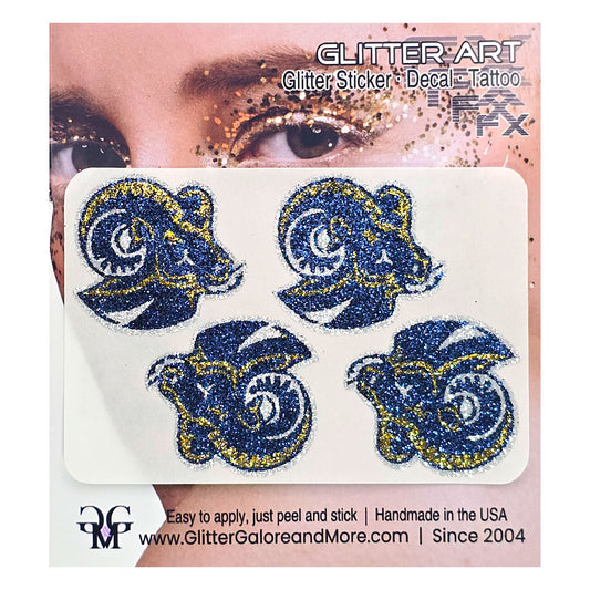 Spring Ford Rams HS Custom Glitter Tattoo Stickers - 4pcs