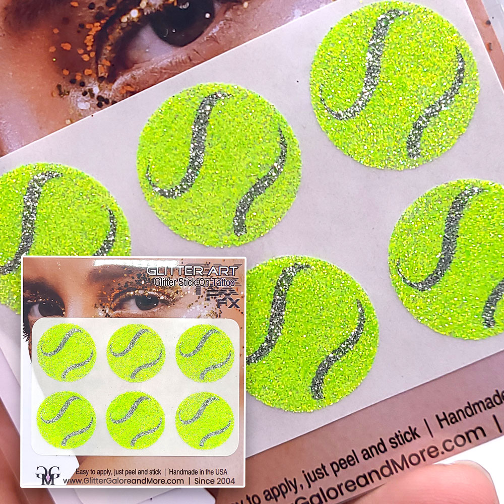 Tennis Gameday Glitter Tattoo Stickers in Various Styles