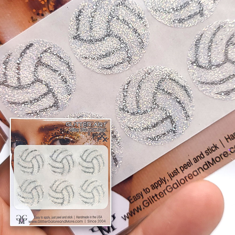 Volleyball Gameday Glitter Tattoo Stickers in Various Styles and Designs