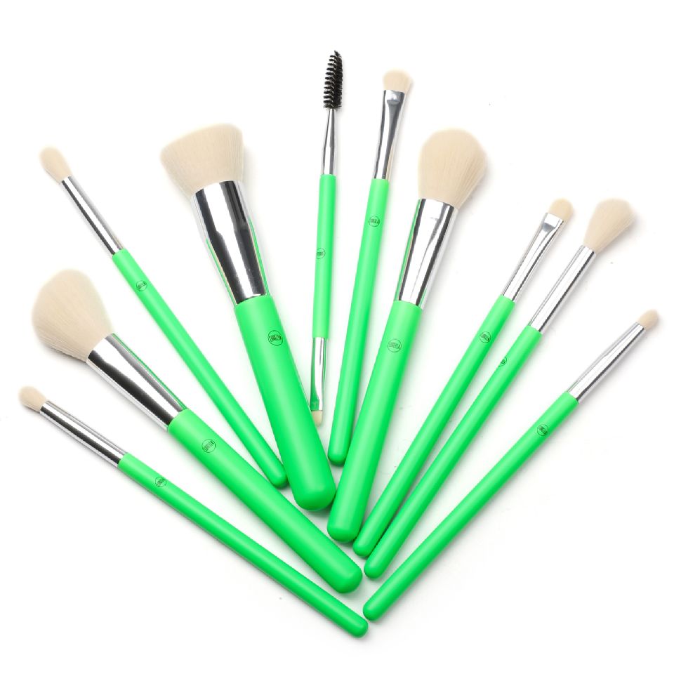 Lime Green Cosmetic Brush Set.