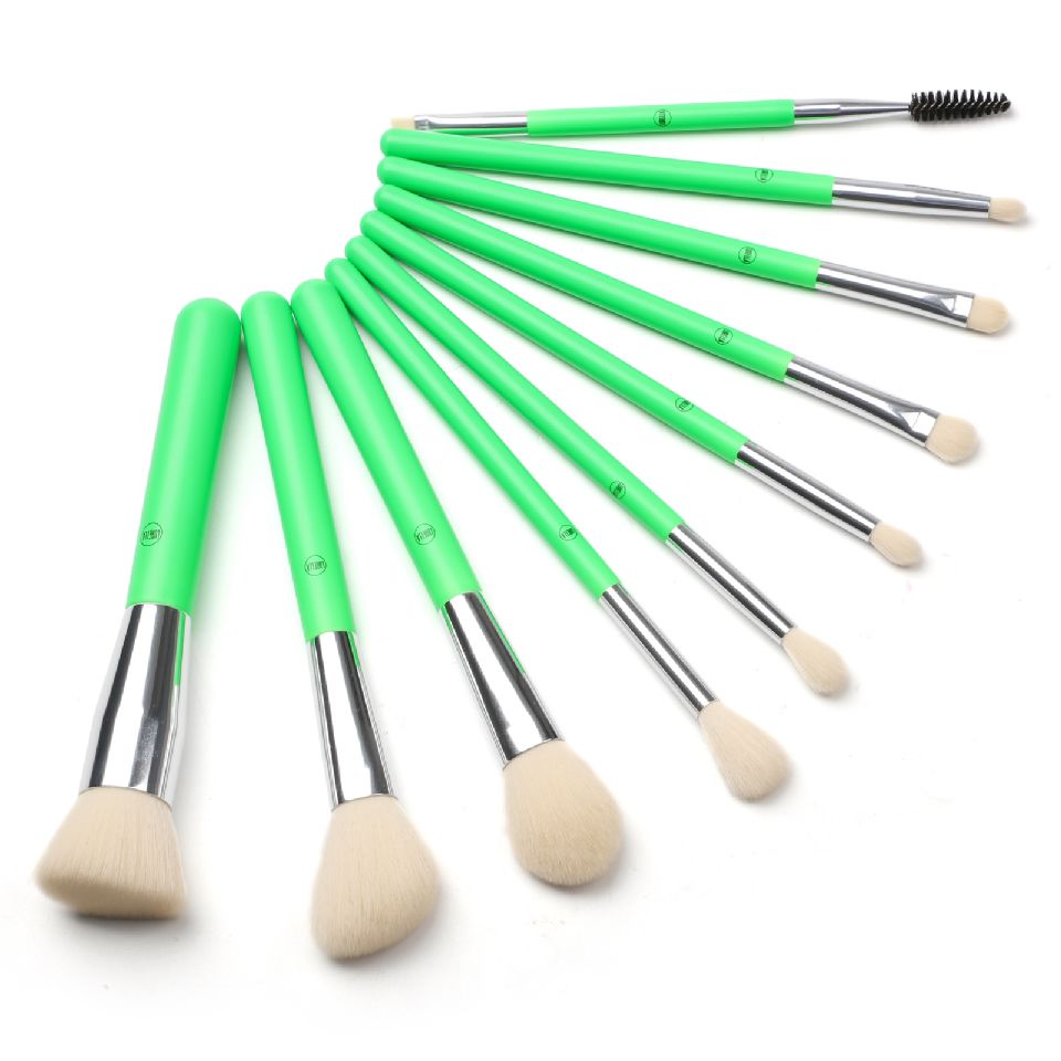 Makeup Brush Set in Lime Green.