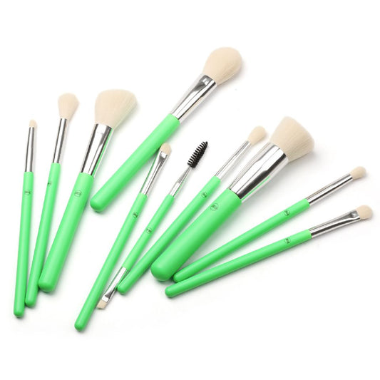 Neon Green Brush Set  10 Pieces  plus Bag