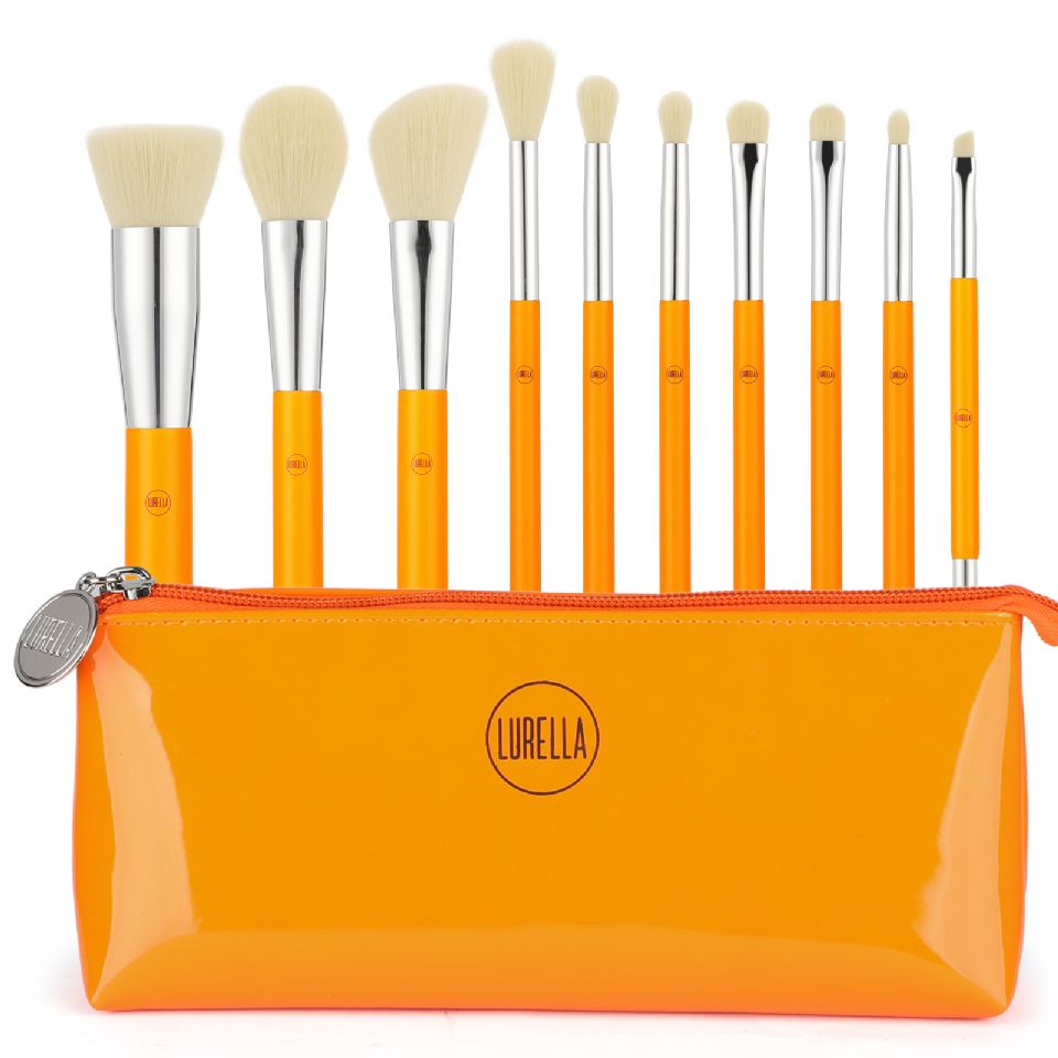 Neon Brush Sets (Orange) - 10 Pieces + Bag