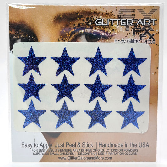 Glitter Stickers Stars .75 inches - Blue Pizzazz (GL-32)