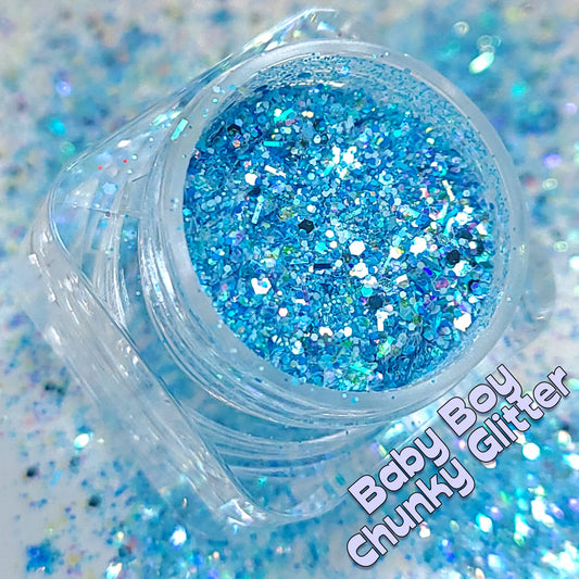 Baby Boy Chunky Glitter Mix, 5 Gram Square Jar